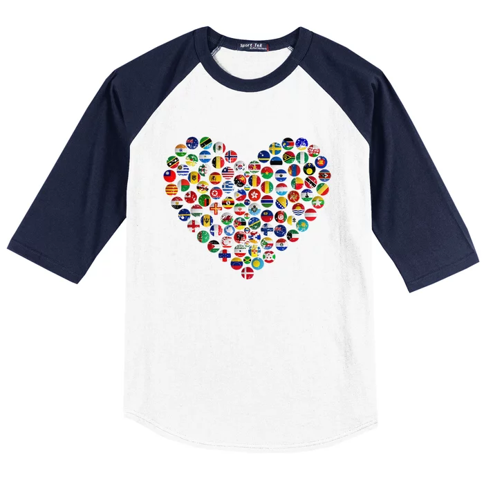 World Flags Earth Day Baseball Sleeve Shirt