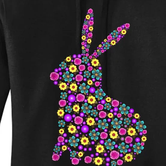 Women's Floral Easter Bunny Spring Flowers Rabbit Gift Women's Pullover Hoodie