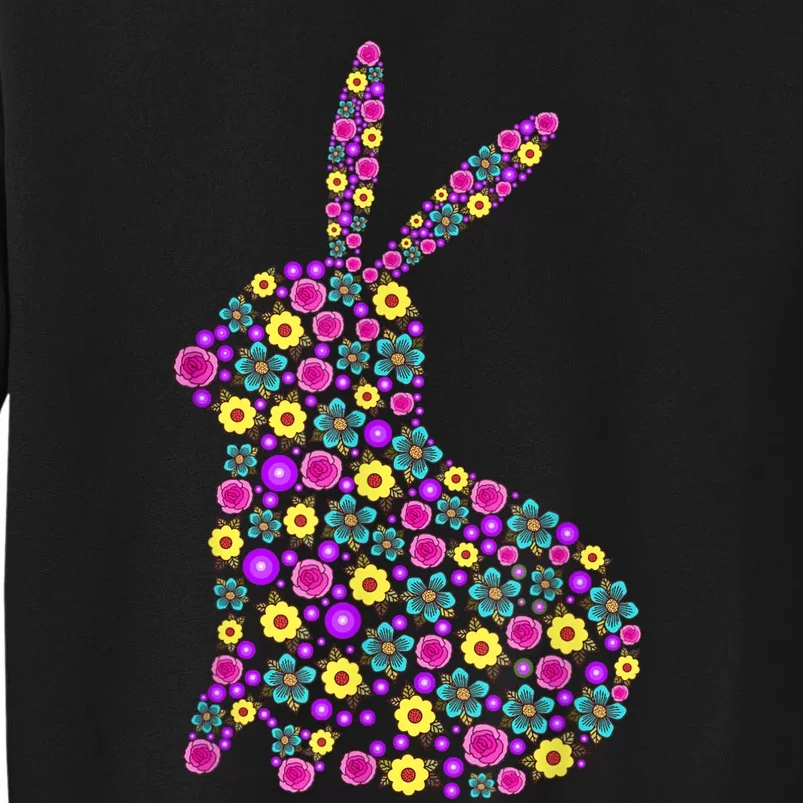 Women's Floral Easter Bunny Spring Flowers Rabbit Gift Tall Sweatshirt