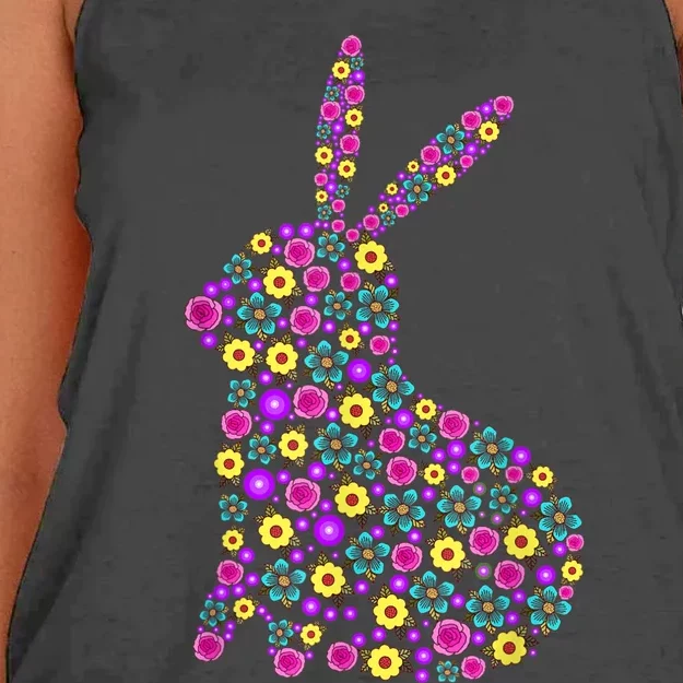 Women's Floral Easter Bunny Spring Flowers Rabbit Gift Women's Knotted Racerback Tank