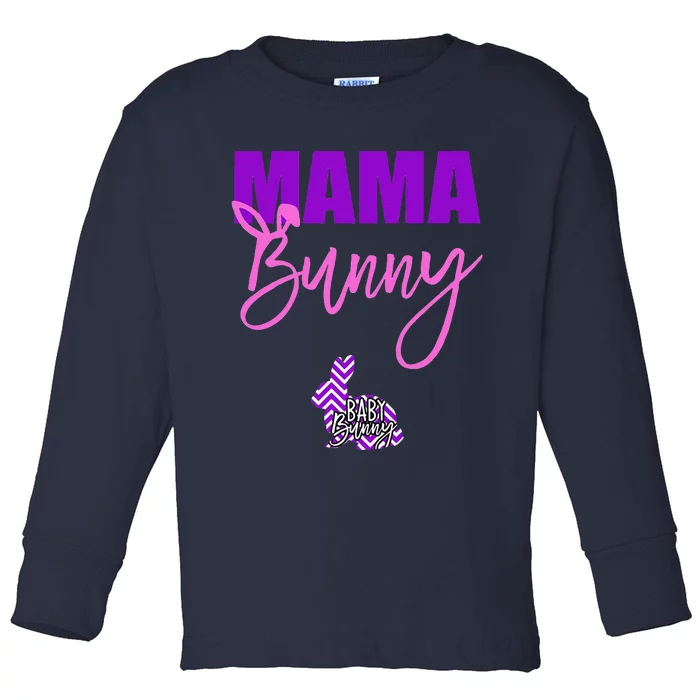 Womens Funny Easter Pregnancy For Women Mama Bunny Baby Bunny Toddler Long Sleeve Shirt