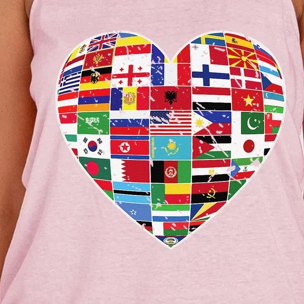 World Flags Earth Day Women's Knotted Racerback Tank