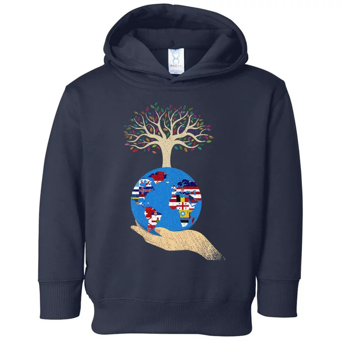 World Flags Environmental Awareness Earth Day Toddler Hoodie