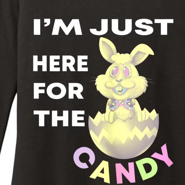 Womens Funny Easter Quote I'm Just Here For The Candy Cool Easter Womens CVC Long Sleeve Shirt