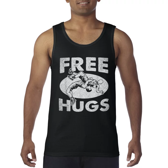 Wrestling Funny Free Hugs Wrestling Tank Top