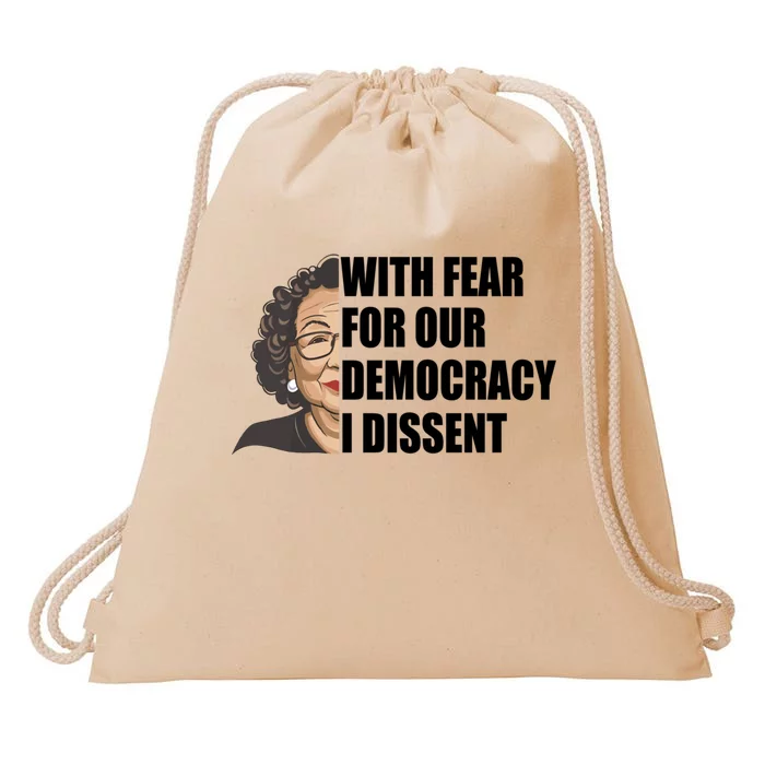 With Fear For Our Democracy I Dissent Funny Immunity Quote Drawstring Bag