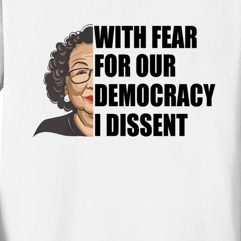 With Fear For Our Democracy I Dissent Funny Immunity Quote Kids Long Sleeve Shirt