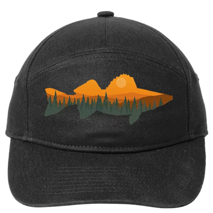 Walleye Fishing Forest Nature Wildlife Fisherman 7-Panel Snapback Hat