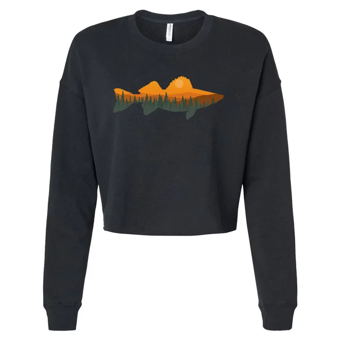 Walleye Fishing Forest Nature Wildlife Fisherman Cropped Pullover Crew