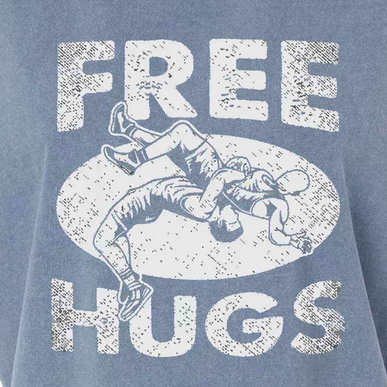 Wrestling Funny Free Hugs Wrestling Garment-Dyed Women's Muscle Tee