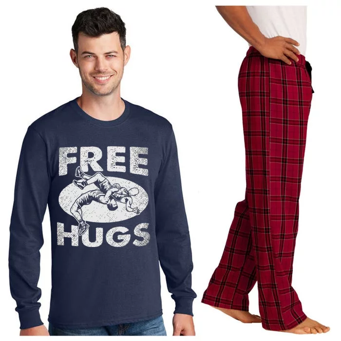 Wrestling Funny Free Hugs Wrestling Long Sleeve Pajama Set