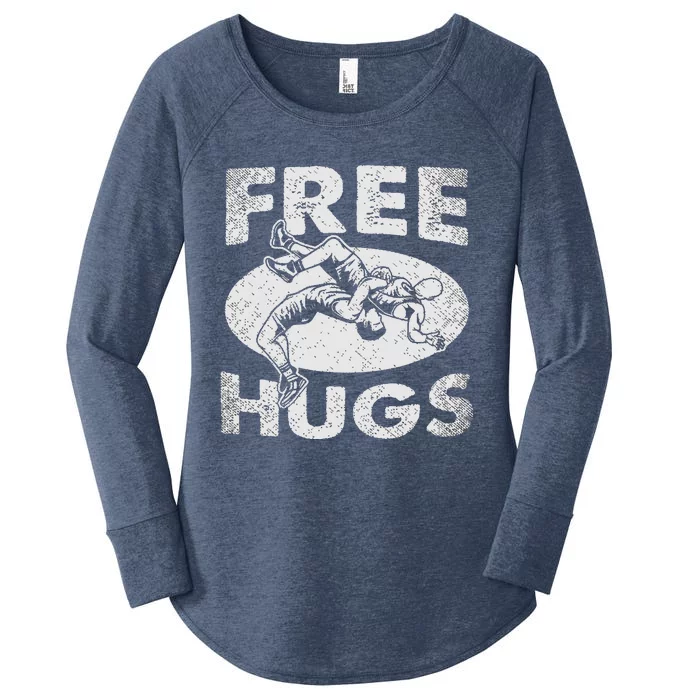 Wrestling Funny Free Hugs Wrestling Women's Perfect Tri Tunic Long Sleeve Shirt