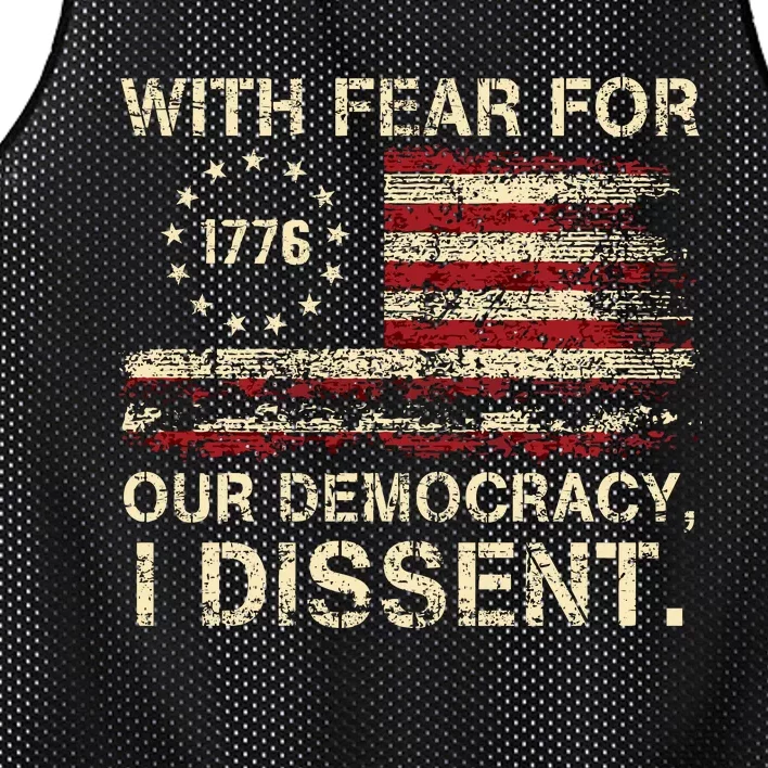 With Fear For Our Democracy I Dissent Mesh Reversible Basketball Jersey Tank