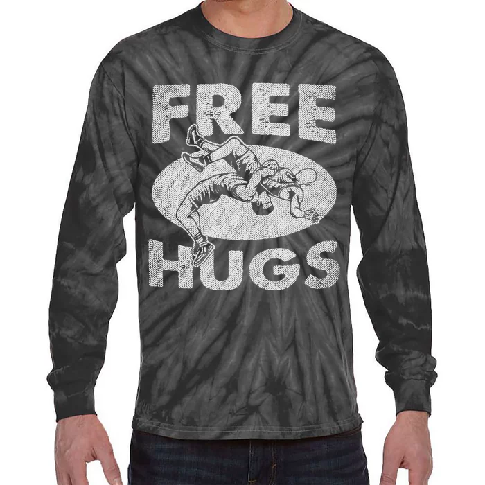 Wrestlings Funny Free Hugs Wrestling Tie-Dye Long Sleeve Shirt