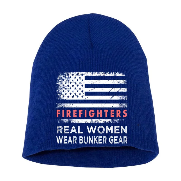 Womens Firefighter Female Fire Fighter Firefighting Mom Funny Gift Short Acrylic Beanie