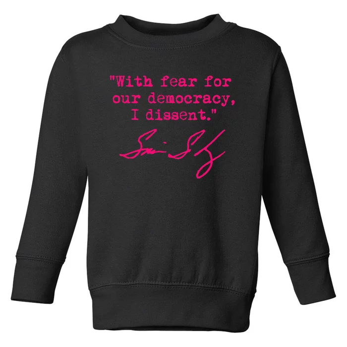 With Fear For Our Democracy I Dissent Toddler Sweatshirt