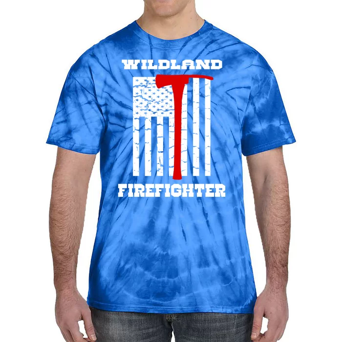 Wildland Firefighter Flag With Pulaski Hooded Gift Tie-Dye T-Shirt