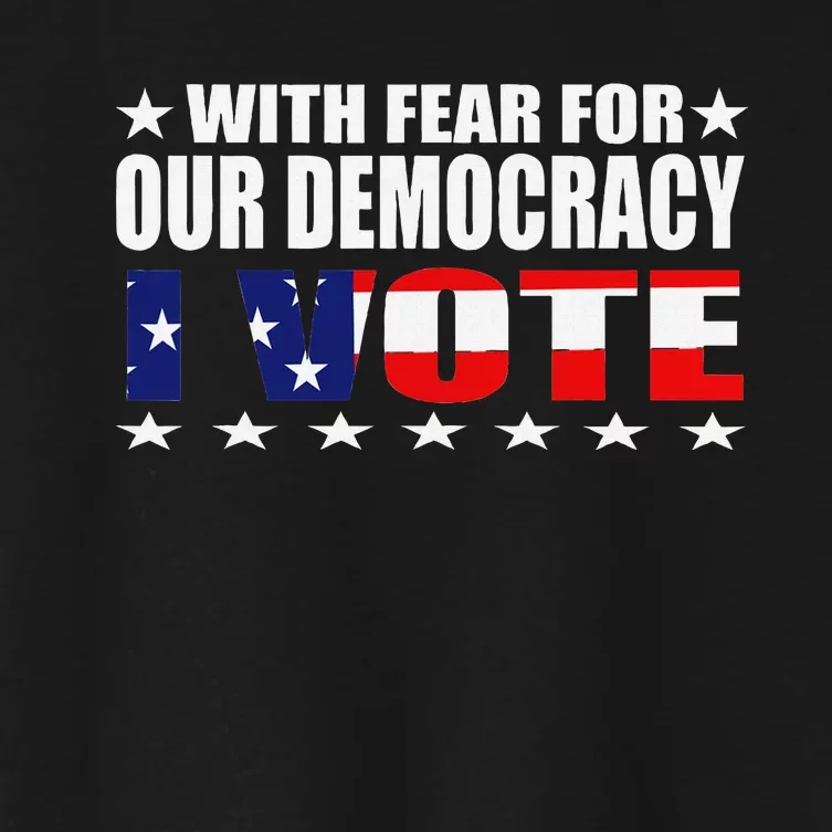 With Fear For Our Democracy Patriotic Graphic Women's Crop Top Tee