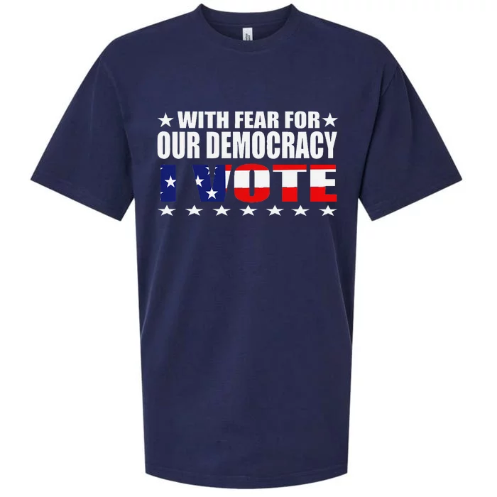 With Fear For Our Democracy Patriotic Graphic Sueded Cloud Jersey T-Shirt