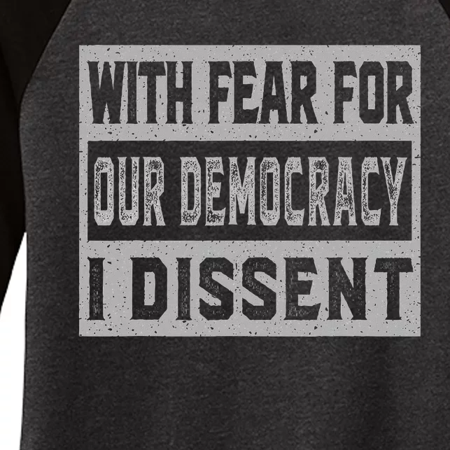 With Fear For Our Democracy Bold Statement Women's Tri-Blend 3/4-Sleeve Raglan Shirt