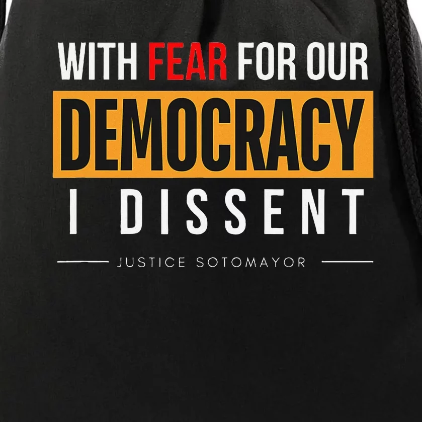 With Fear For Our Democracy Bold Statement Drawstring Bag