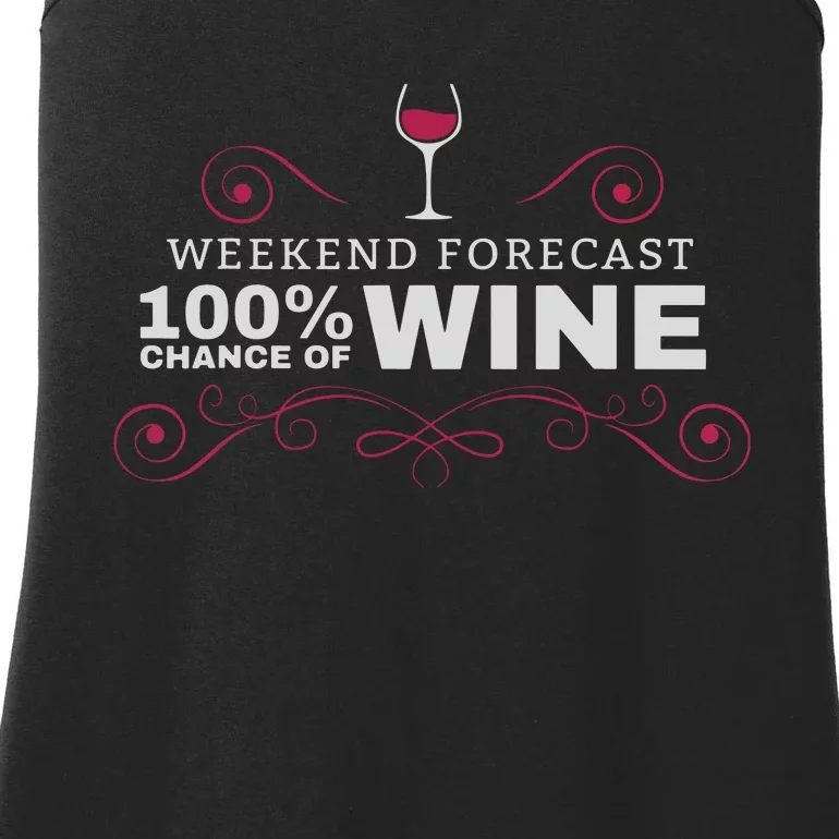 Weekend Forecast Funny Wine Ladies Essential Tank