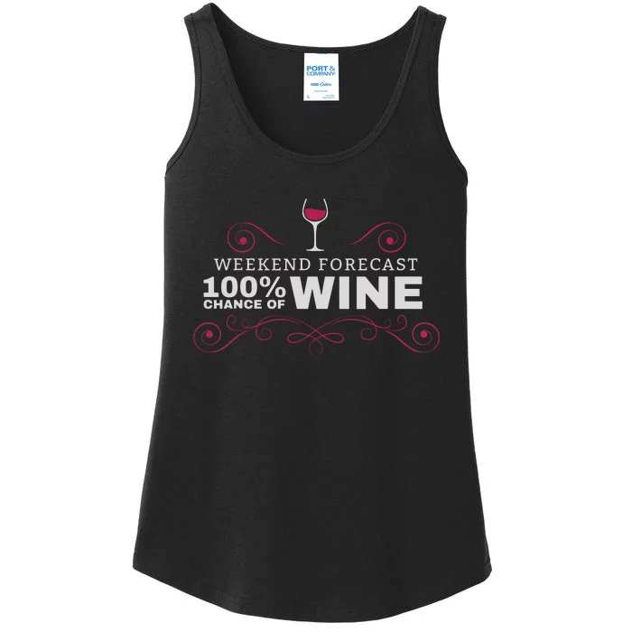 Weekend Forecast Funny Wine Ladies Essential Tank