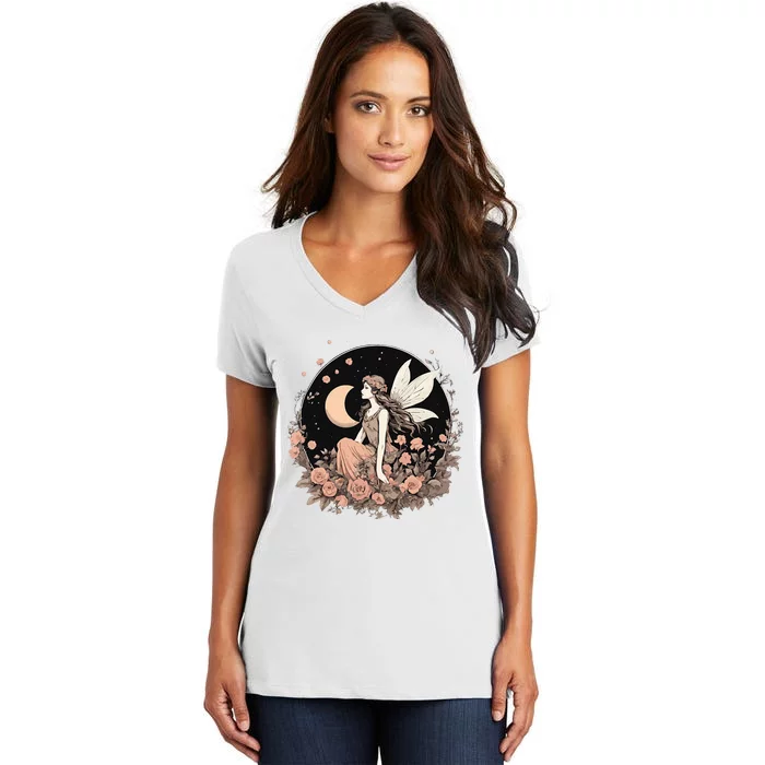 Whimsical Fairy Fairycore Aesthetic Women's V-Neck T-Shirt