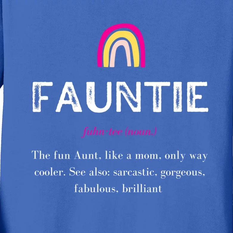 Wo Funtie Fauntie Definition Tee Auntie Like A Mom Gift Kids Long Sleeve Shirt