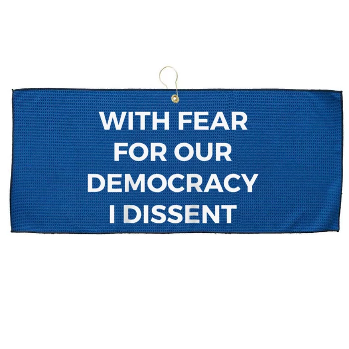 With Fear For Our Democracy I Dissent Raglan Baseball Large Microfiber Waffle Golf Towel