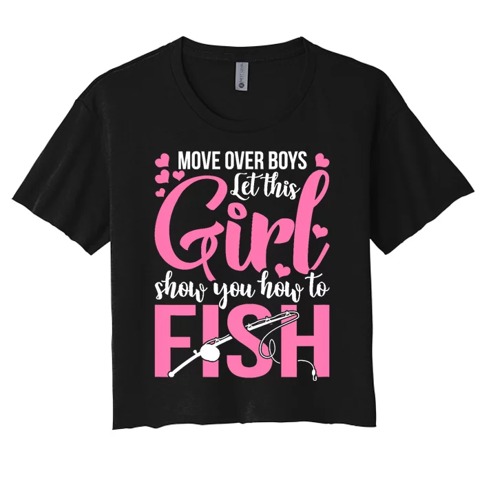 Wo Fishing for Girl Fish Bass Fishing Women's Crop Top Tee