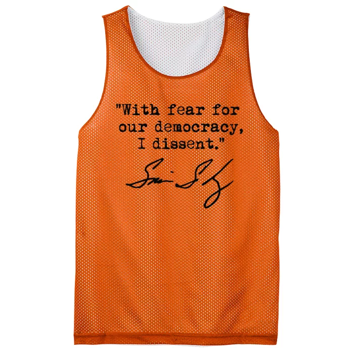 With Fear For Our Democracy I Dissent. Justice Sotomayor Premium Mesh Reversible Basketball Jersey Tank