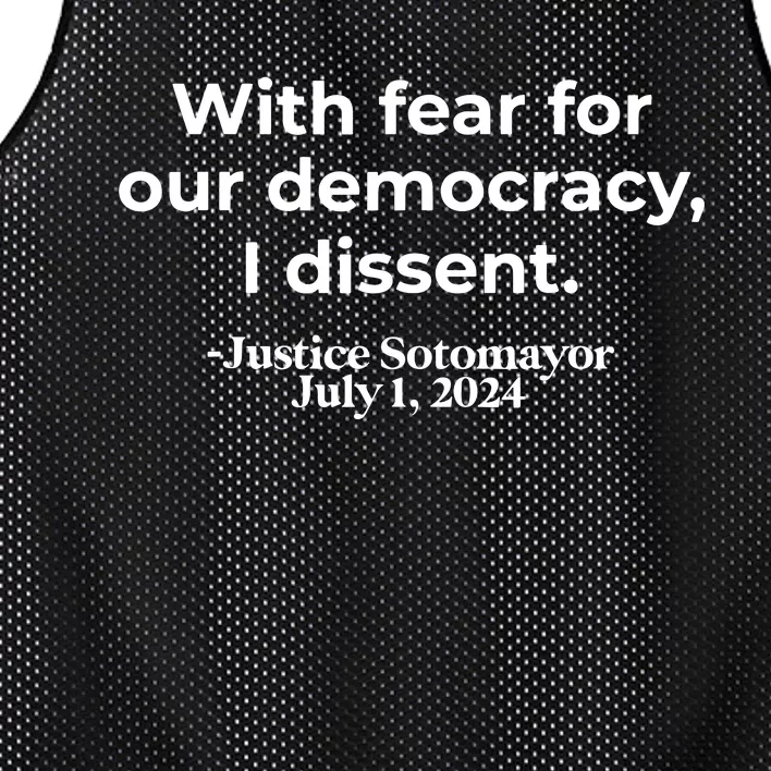 With Fear For Our Democracy I Dissent Mesh Reversible Basketball Jersey Tank