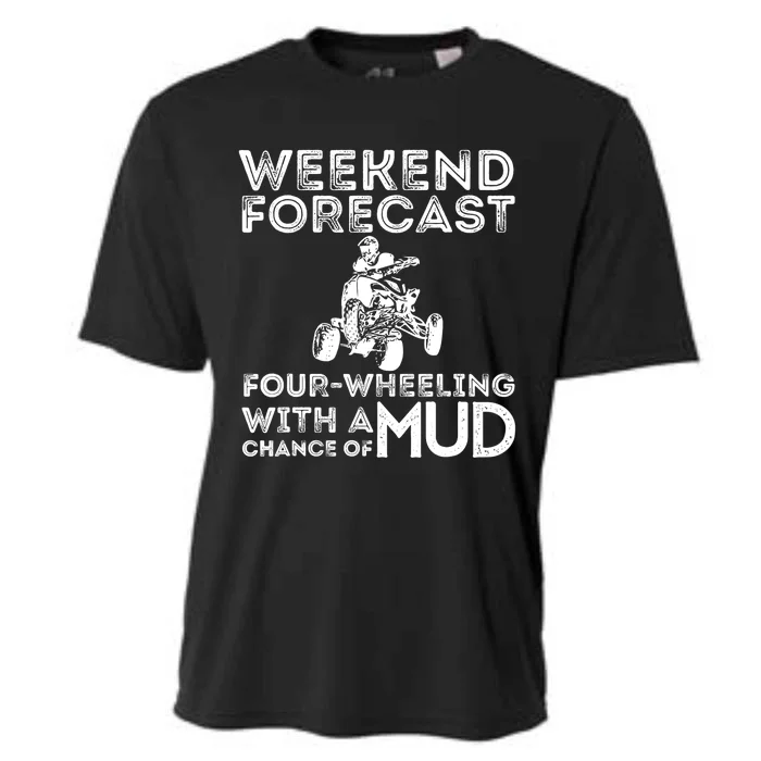 Weekend Forecast Four Wheeling Chance Of Mud - ATV 4 Wheeler Cooling Performance Crew T-Shirt