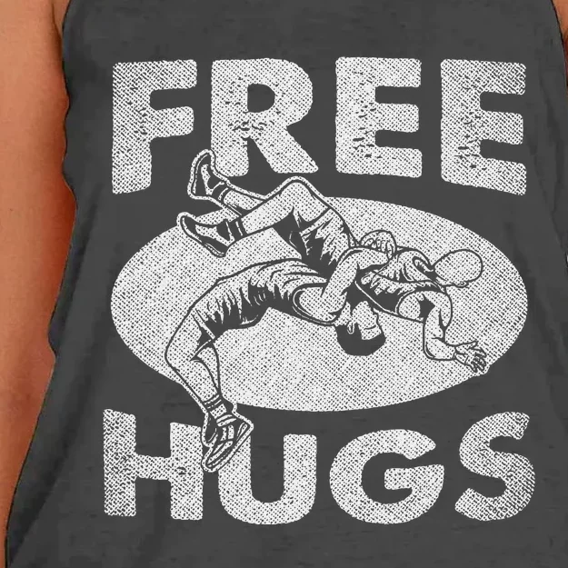 Wrestling Funny Free Hugs Wrestling Women's Knotted Racerback Tank