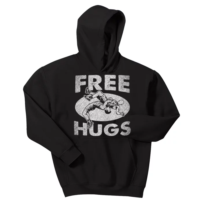 Wrestling Funny Free Hugs Wrestling Kids Hoodie