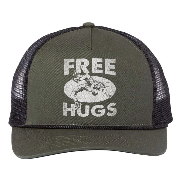 Wrestling Funny Free Hugs Wrestling Retro Rope Trucker Hat Cap