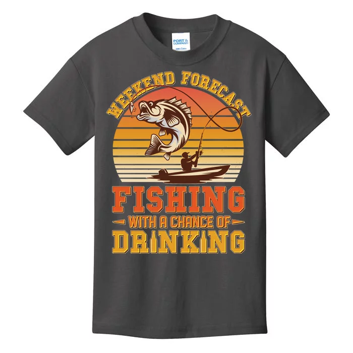 Weekend Forcast Fishing With A Chance Of Drinking Kids T-Shirt