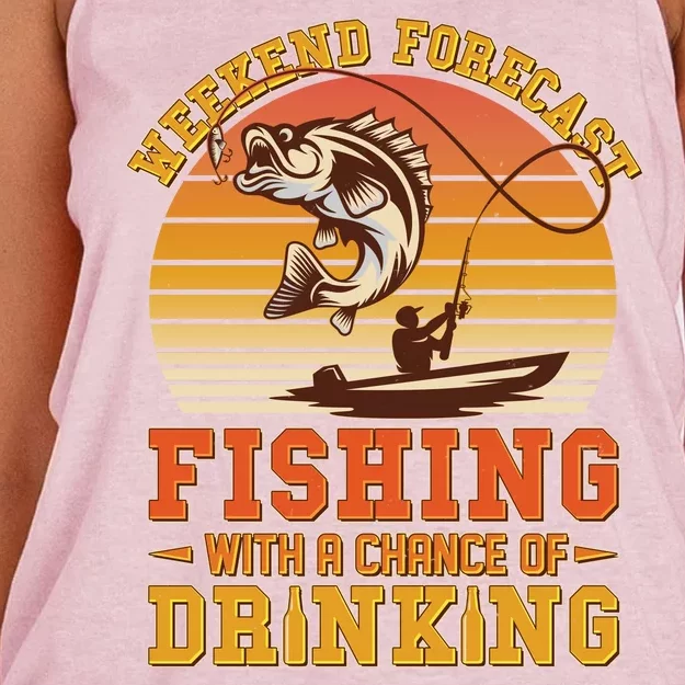 Weekend Forcast Fishing With A Chance Of Drinking Women's Knotted Racerback Tank