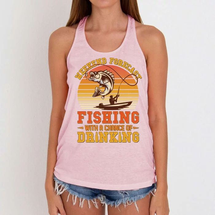 Weekend Forcast Fishing With A Chance Of Drinking Women's Knotted Racerback Tank