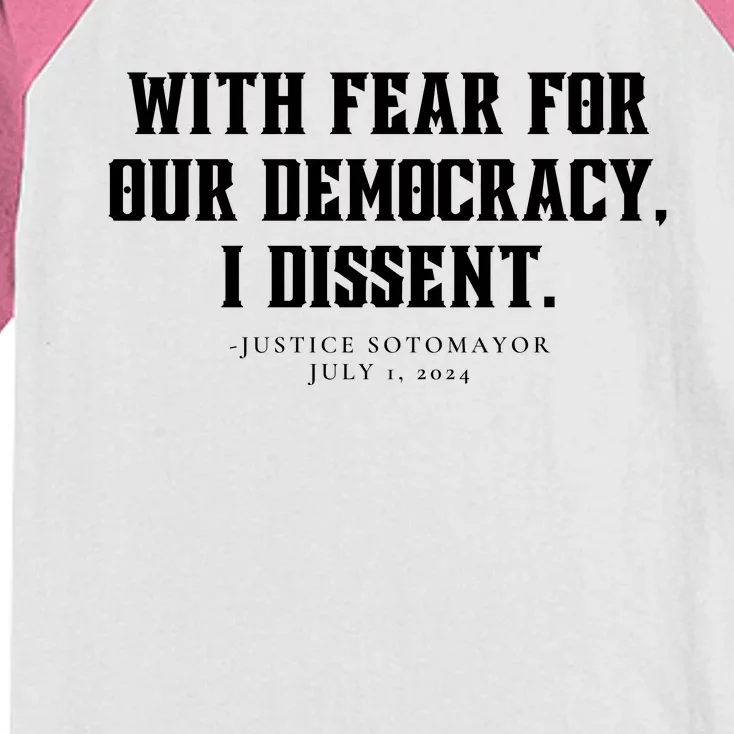 With Fear For Our Democracy I Dissent Kids Colorblock Raglan Jersey