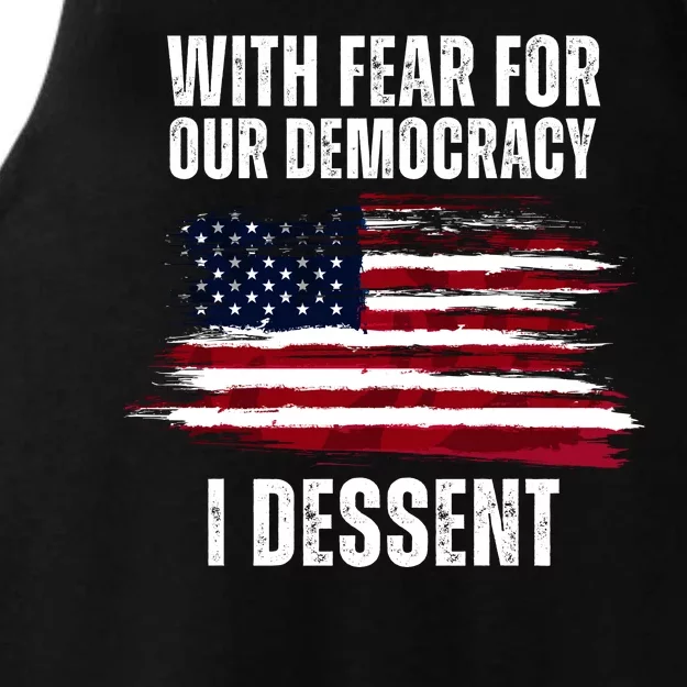 With Fear For Our Democracy I Dissent Usa Distressed Flag Ladies Tri-Blend Wicking Tank