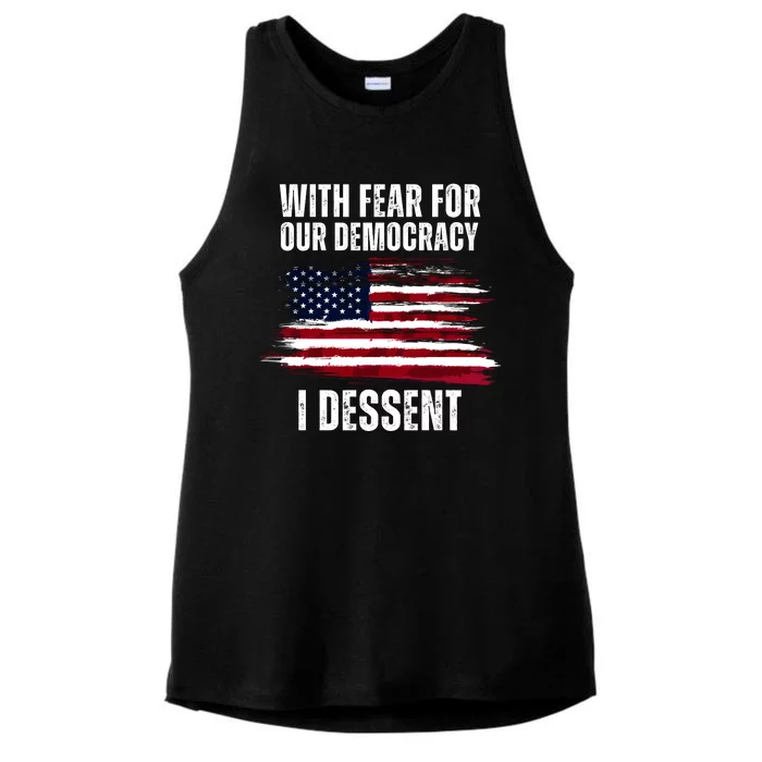 With Fear For Our Democracy I Dissent Usa Distressed Flag Ladies Tri-Blend Wicking Tank