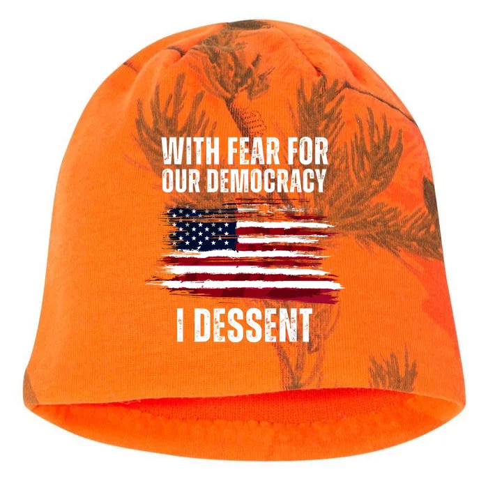 With Fear For Our Democracy I Dissent Usa Distressed Flag Kati - Camo Knit Beanie