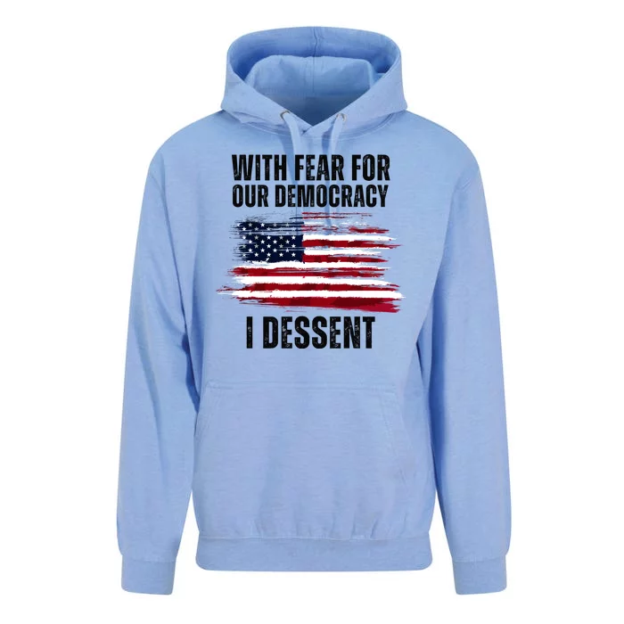 With Fear For Our Democracy I Dissent Usa Distressed Flag Unisex Surf Hoodie