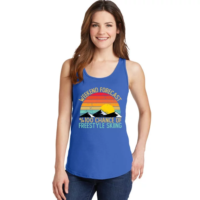 Weekend Forecast Freestyle Skiing Cool Gift Funny Retro Gift Ladies Essential Tank