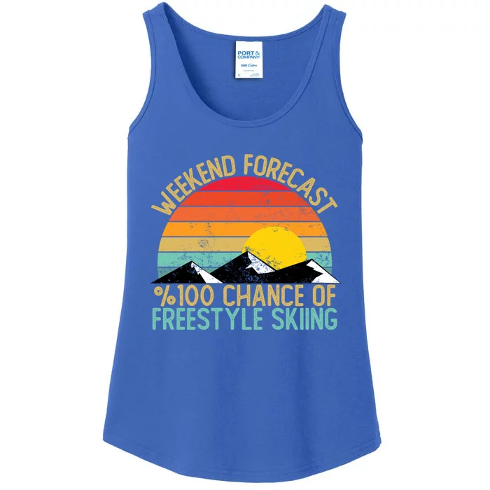 Weekend Forecast Freestyle Skiing Cool Gift Funny Retro Gift Ladies Essential Tank