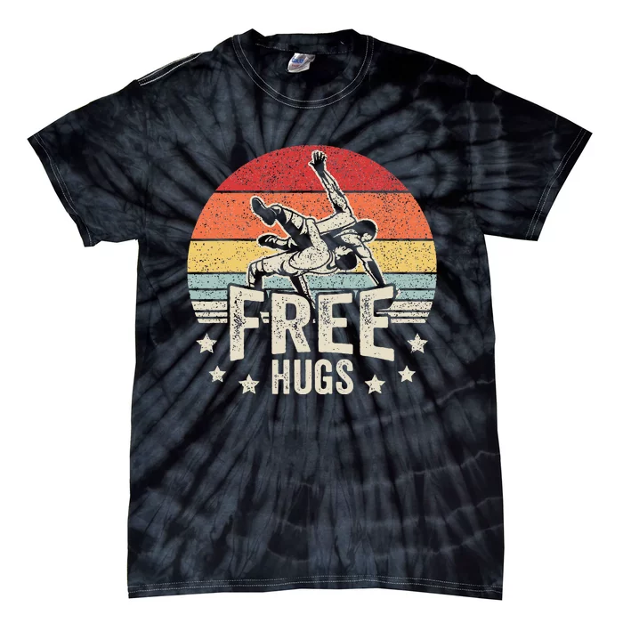 Wrestling Funny Free Hugs Wrestling Tie-Dye T-Shirt