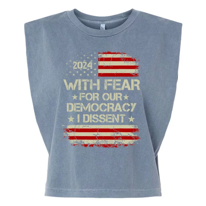 With Fear For Our Democracy I Dissent Garment-Dyed Women's Muscle Tee