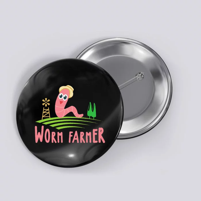 Worm Farmer Funny Vermiculture Gardening Button